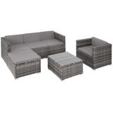 Rattan Lounge Lignano mit Sessel - grau