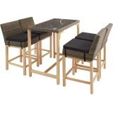 Rattan Bartisch Kutina mit 4 Stühlen Latina - natur