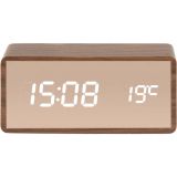 Karlsson Copper Mirror LED Tischwecker - dark wood veneer - 15 x 7 x 4,5 cm