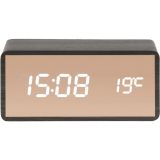 Karlsson Copper Mirror LED Tischwecker - black wood veneer - 15 x 7 x 4,5 cm