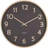 Karlsson Pure Wood Grain Wanduhr - black - Ø 40 cm - Tiefe: 4,5 cm