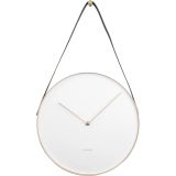 Karlsson Belt Wanduhr - white - Ø 34 cm - Tiefe: 4 cm - Höhe mit Lederband: 58 cm