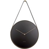 Karlsson Belt Wanduhr - black - Ø 34 cm - Tiefe: 4 cm - Höhe mit Lederband: 58 cm