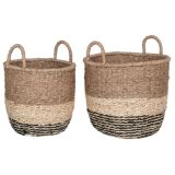 House Nordic Lima Aufbewahrungskorb - 2er-Set - nature/brown/black - 2er-Set: Korb 1: Ø 28 cm - 33x28 cm, Korb 2: Ø 31 cm - 33x28 cm