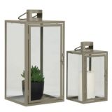 House Nordic Corfu Laterne - 2er-Set - green - 2er-Set: 13x13x25,5 cm + 19,5x19,5x40 cm