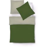 fleuresse Lech W Wendebettwäsche-Set aus Flanell - oliv-silber - 155x220 / 80x80 cm