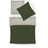 fleuresse Lech W Wendebettwäsche-Set aus Flanell - oliv-silber - 135x200 / 80x80 cm