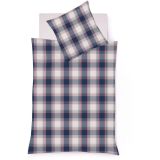 fleuresse Lech Bettwäsche-Set aus Flanell - dunkelblau - 155x220 / 80x80 cm