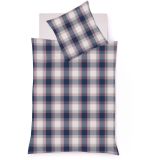 fleuresse Lech Bettwäsche-Set aus Flanell - dunkelblau - 155x200 / 80x80 cm