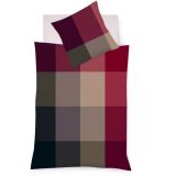fleuresse Lech Bettwäsche-Set aus Flanell - rot-dunkelgrau - 200x200 / 2x80x80 cm