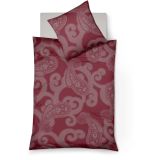 fleuresse Lech Bettwäsche-Set aus Jacquard-Flanell - rot - 200x200 / 2x80x80 cm