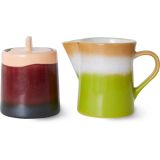 HK living 70's Ceramic Milchkanne + Zuckerdose - foreland - Zuckerdose: 180 ml + Milchkännchen: 200 ml