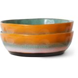 HK living 70's Ceramics Pasta Teller - 2er Set - golden - 2er-Set: 800 ml - Ø 19,5 cm - 19,5x19,5x5,2 cm