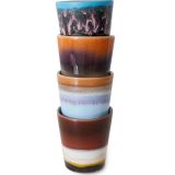 HK living 70's Ceramic Ristretto Becher 4er-Set - solar - 4er-Set: 80 ml - Ø 5,8 cm - 5,8x5,8x6,2 cm