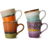 HK living 70's Ceramic Espresso Tasse - 4er Set - retro - 4er-Set: 80 ml - 5,8x8x6,2 cm