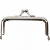 Taschenbügel / Bügelverschluss Quadratisch Silber 7,5 cm