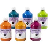 Glitter-Acrylfarbe, Sortierte Farben, 6x500ml/ 1 Pck