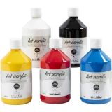 Acrylfarbe, Mattglänzend, Primärfarben, 5x500ml/ 1 Pck