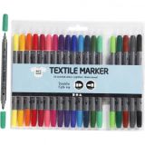 Textilmarker, Strichbreite: 2,3+3,6 mm, Standardfarben, 20 Stk.