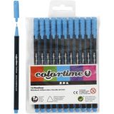 Colortime Fineliner Marker, Strichstärke 0,6-0,7 mm, Hellblau, 12Stk/