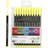 Colortime Fineliner Marker, Strichstärke 0,6-0,7 mm, Gelb, 12Stk/ 1 Pc