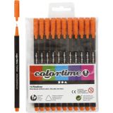 Colortime Fineliner Marker, Strichstärke 0,6-0,7 mm, Orange, 12Stk/ 1