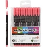 Colortime Fineliner Marker, Strichstärke 0,6-0,7 mm, Pink, 12Stk/ 1 Pc