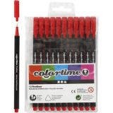 Colortime Fineliner Marker, Strichstärke 0,6-0,7 mm, Rot, 12Stk/ 1 Pck