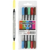 Colortime Dual-Filzstifte, Strichstärke 2,3+3,6 mm, Standard-Farben, 6