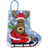 Permin Stickerei-Set Weihnachtsstrumpf Elch Schlitten 7x8cm