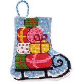 Permin Stickerei-Set Weihnachtsstrumpf Schlitten/Geschenke 7x8cm
