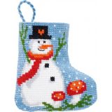 Permin Stickerei-Set Weihnachtsstrumpf Schneemann 7x8cm