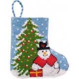 Permin Stickerei-Set Weihnachtsstrumpf Fichte/Schneemann 7x8cm