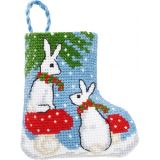 Permin Stickerei-Set Weihnachtsstrumpf Hasen 7x8cm