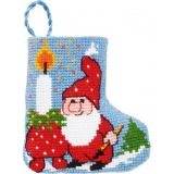 Permin Stickerei-Set Weihnachtsstrumpf Elf mit Kerze 7x8cm