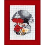 Permin Stickerei-Set Bild Schneemann und Elf 6x8cm