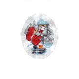 Permin Stickerei-Set Weihnachtskarte Weihnachtsmann mit Post 9x13cm