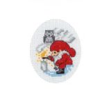 Permin Stickerei-Set Weihnachtskarte Weihnachtsmann Lichter Kerzen 9x1
