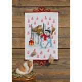 Permin Stickerei-Set Weihnachtskalender Schneemann und Pferd 32x45cm