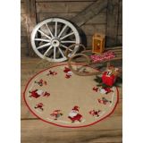 Permin Stickerei-Set Jute Weihnachtsbaum Decke Schlittschuhlaufen Ø120
