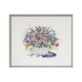 Permin Stickereiset Korb mit Blumen II 48x40cm