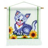 Permin Stickerei-Set Bild Katze 16x18cm