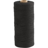 Macramé-Kordel, L 315 M, Dicke 1 mm, Dünne Qualität 12/12, Schwarz, 22