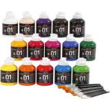 Schul-Acrylfarbe glänzend, versch. Farben, glänzend, 1 Satz