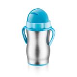 Kinder-Isolierflasche mit Trinkhalm BAMBINI 300 ml, rostfrei, blau