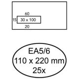 25 Selbstklebende Umschläge mit Fenster links EA5/6 110 x 220 mm