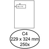 250 Selbstklebende Umschläge 120gr mit Fenster links C4 229 x 324 mm