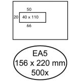 500 Gummierte Umschläge mit Fenster links EA5 156 x 220 mm