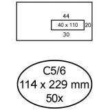 50 Selbstklebende Umschläge mit Fenster rechts C5/6 114 x 229 mm