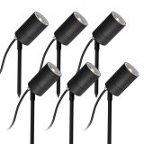 6x LED Pin Gartenspot Schwarz